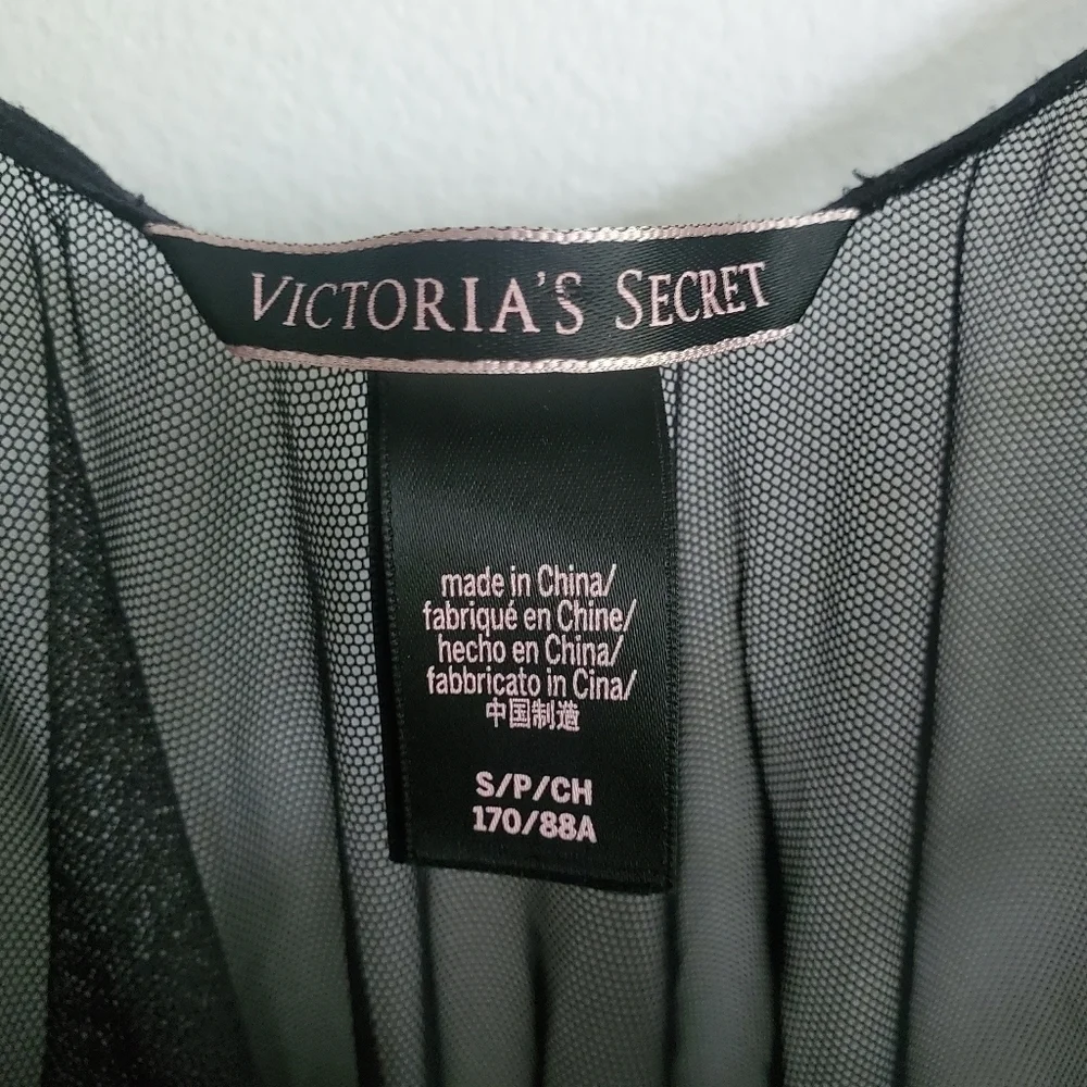 Victoria's Secret Black Sheer Sequin Dot Bodysuit